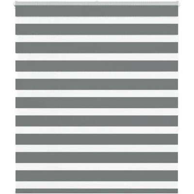 Image of vidaXL Zebra Blind Dark Grey 130x150 cm Fabric Width 125.9 Polyester