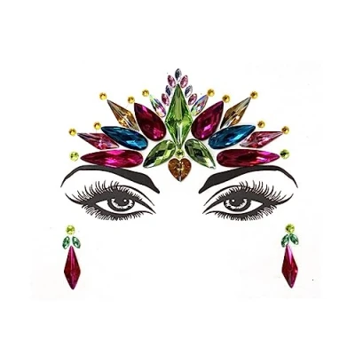 Image of luoshaPUCY Face Gems Glitter, 1 Pack Glitter Gemstone Sticker, Crystal Rhinestone Eyes Body Temporary Tattoo for Women Girls Festival Party (Style 03)