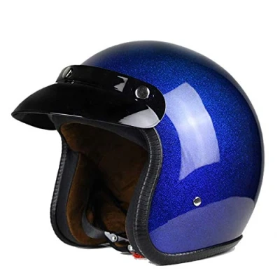 Image of Mangen Motorcycle Helmet Open Face Scooter Motorbike Jet Helmets (Blue, XL)