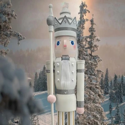 Image of CDL 6feet/180cm/6ft/6foot Life size large/Giant White Glitter Christmas Wooden Nutcracker King &amp; Soldier Ornament Doll Gift K30
