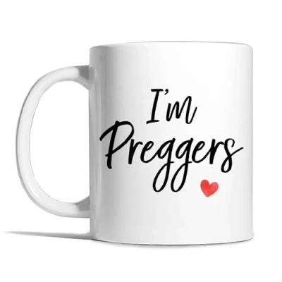 Image of Risk A Designs I&#039;m Preggers Ceramic Mug, Pregnant Announcement Mummy to be Gift, Pregnancy Reveal, Mum Expectant Mother Mum,