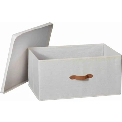 Image of LOVE IT STORE Premium Storage Box with Lid Made of Fabric Extra Large and Stable Beige 54 x 40 25 cm