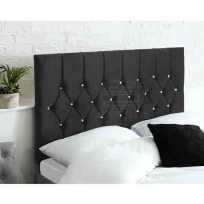 Image of Gallop Sleep Diamond Cut Plush Velvet Headboard for Divan Bed Bedroom Furniture (king Size 5 FEET, Height 20 INCHES, Black)