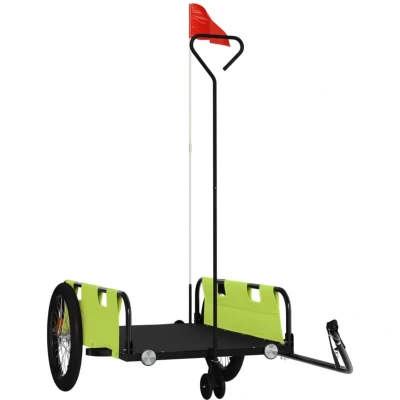 Image of vidaXL Bike Trailer Green and Black Oxford Fabric Iron