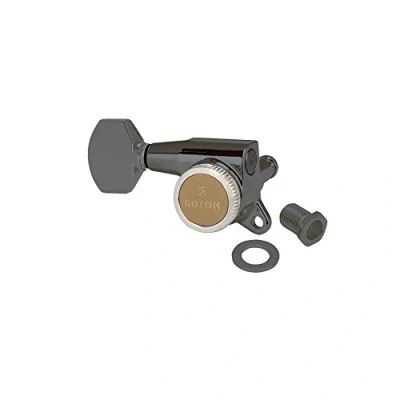 Image of Gotoh SG381 Magnum Lock Traditional Tuners 6 In Line Black Chrome (Cosmo), Left Handed