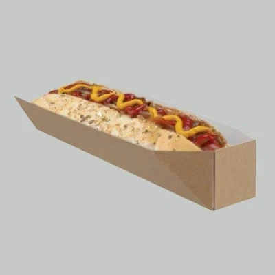 Image of LGT Disposable Takeaway BBQ Cardboard HOT DOG Sausage Roll Sub Sandwich Holders Fast Food Packaging Box Serving Tray Container (100)