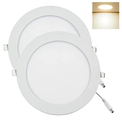 Image of YULIN SUN LED Panel Downlights, 12W Ultra Slim Recessed Ceiling Lights, Warm White 3000K Round Aluminum Spotlights for Bedroom Kitchen Living Room, 2 Pack