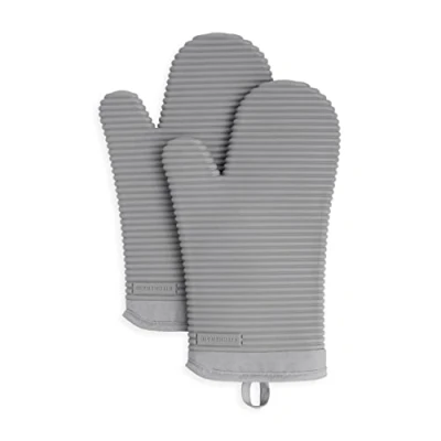 Image of KitchenAid Kitchen Aid Ribbed Soft Silicone Oven Mitt Set, 7&quot;x13&quot;, Grey