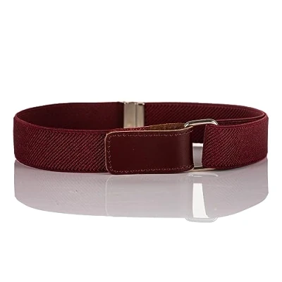 Image of Olata Children’s Stretch Elasticated Belt with Adjustable Hook and Loop Fastening 1 6 years. Burgundy Red