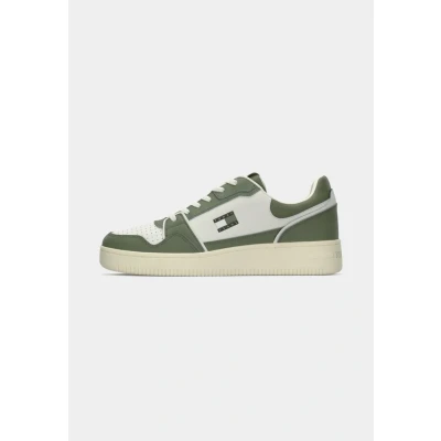Image of Tommy Jeans Men&#039;s TJM Retro Basket EM0EM01610 Low Top, White (Ecru/Aruba Green), 10.5 UK