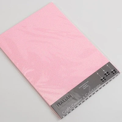 Image of Italian Options 250GSM Non Shed Glitter Card Craft Paper 10 Sheets, A4 Size, Pale Pink