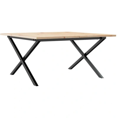 Image of vidaXL Coffee Table X Frame 80x80x45 cm Solid Wood Pine and Steel