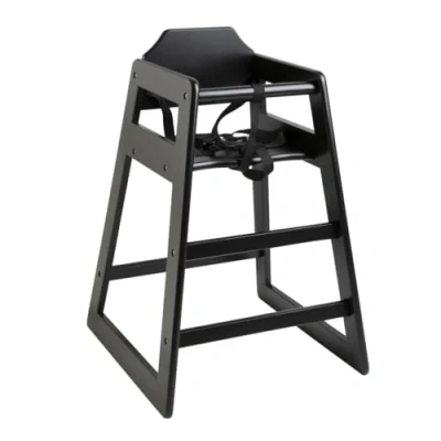 Image of Bolero Wooden High Chair for Children up to 36 Months, Black, Rubber Wood, Capacity: 15 kg, Adjustable Waist Strap, Size: 750x510x510 mm, Stackable, Easy Self Assembly Required, CJ588