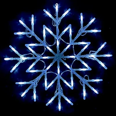 Image of Almineez Christmas 50 LED Snowflake Light Flashing Silhouette Home Window Xmas Festive Decoration Lights New Year Up Party (Cool White)