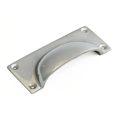 Image of Castelion® Rectangular Chrome Drawer Pull/Cupboard Door Handle (10cm x 4cm. Stands out 2cm)