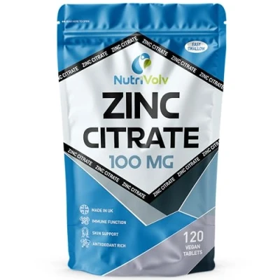 Image of Zinc Citrate 50mg Supplements Immune Health Fertility Vision Acne Skin Hair 120 Tablets
