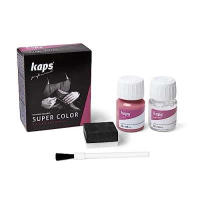 Image of Kaps Dye Super Color + Preparer (25 ml each), Professional Leather For Natural Leather, Faux and Fabric, Nourishing Repairing Shoes (160 Pink)