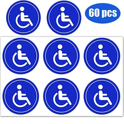 Image of Handicap Signs Stickers Disabled/Wheelchair Symbol Sign ADA Compliant Premium Self Adhesive Vinyl Disability Sticker for Indoor &amp; Outdoor 3x3 inch