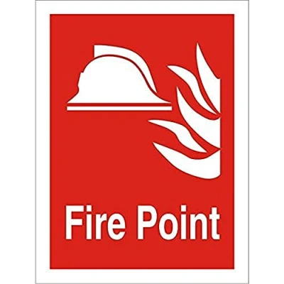 Image of Seco Fire Helmet, &amp; Point Sign, 150mm x 200mm Self Adhesive Vinyl