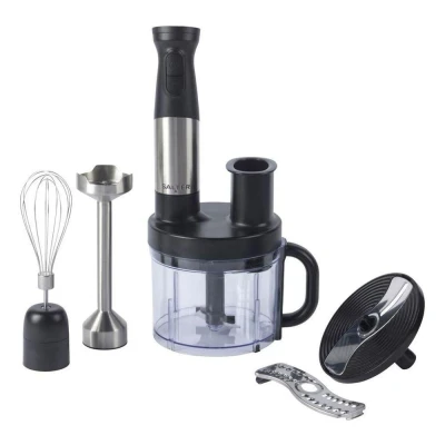 Image of Salter EK5877 5 in 1 Blend &amp; Prep Compact Food Chopper with 1.2L BPA Free Bowl, Immersion Stick Blender 2 Speed Settings, Chop, Slice, Shred, and Whisk, Stainless Steel Blades, 1500W