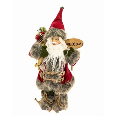 Image of Santa Claus Christmas in Red Coat Xmas Decoration Fabric Free Standing Ornament