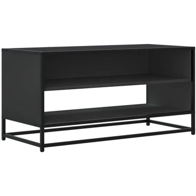 Image of vidaXL TV Cabinet Black Engineered Wood &amp; Metal 91x40x46 cm Modern Entertainment Unit for Living Room or Bedroom