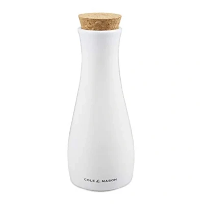 Image of Cole &amp; Mason H211946 Ceramic Oil Vinegar Pourer Dispenser/Vinegar Dispenser White Glazed Porcelain/Cork 250ml Single Includes 1 x Bottle/Vinegar Bottle 2 Year Guarantee