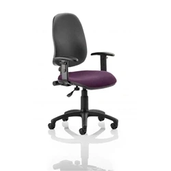 Image of Eclipse Plus I Lever Task Operator Chair Black Back Bespoke Seat with Height Adjustable Arms In Tansy Purple