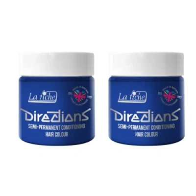 Image of 2x La Riche Directions Semi Permanent Hair Color 100ml Tub Atlantic Blue