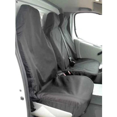 Image of HIACE HEAVY DUTY 2+1 GREY WATERPROOF VAN SEAT COVERS DRIVER + DOUBLE PASSENGER SEATS