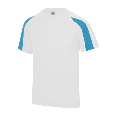 Image of AWDis Kids Contrast Cool T Shirt, Arctic White/Sapphire, 12 13 Years