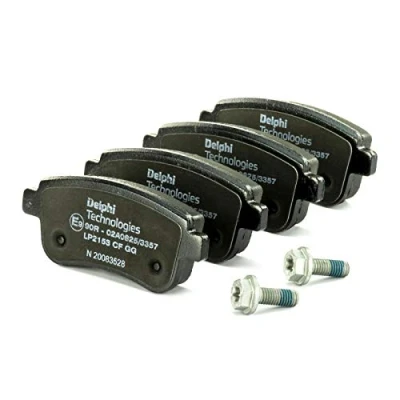 Image of MQ005265 Brake pad set DELPHI LP2153 not prepared for wear indicator with anti squeak plate accessories RENAULT: GRAND SCENIC 3, MEGANE 3 Coupe