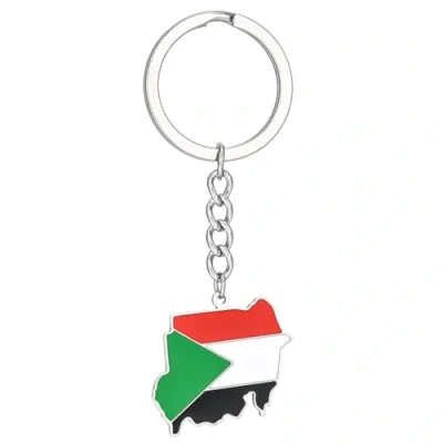 Image of JSGHGDF Sudan Map Key Chain For Women Men Titanium Steel Gold Silver Color Flag Keyring Bag Car Accessories Jewelry