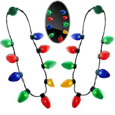 Image of Anzmtosn Light Up Flashing Glow In the Dark Necklace LED Bulbs for Kids Adults, Christmas Xmas Birthday Wedding Halloween Rave Cranival Party Supplies Favors Accessories Best Gift Decoration