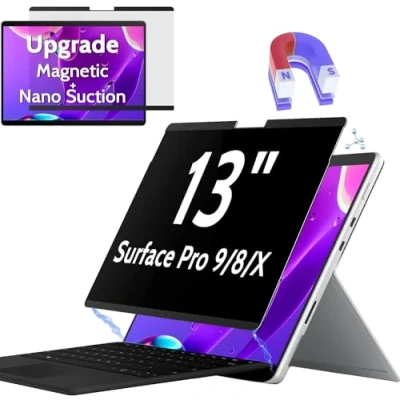 Image of Magnetic Privacy Screen Compatible with Microsoft Surface Pro 9 (2022) / 8 (2021) X(2021, 2019), 13 inch Detachable Anti Spy Glare Blue Light Film Filter