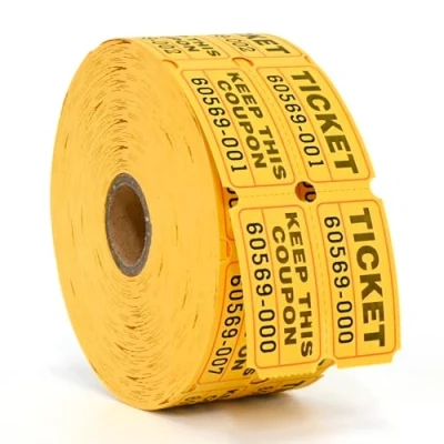 Image of L LIKED Raffle Tickets Double Rolls 1000 per Roll 50/50 for Events, Entry, Class Reward, Prizes (Yellow)