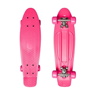 Image of M.Y X Skate Complete 22&quot; Pink Plastic Retro Beginner Skateboard for Kids Teenagers &amp; Adults Waffle Style Deck ABEC 7 Bearings tricks and cruising