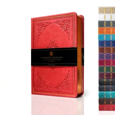 Image of VICTORIA&#039;S JOURNALS Leatherette Vintage Journal Hard Cover Lined Notebook Old Looking Travel Pocket Diary, Mini B6 Size 6.5&#039;&#039; x 4.7&#039;&#039;