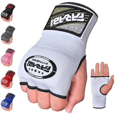 Image of Farabi Kids Junior Inner Hand Wraps Gloves Easy Gel Padded Boxing with Wrist Pair (White)