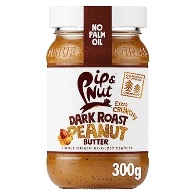 Image of Pip &amp; Nut Ultimate Extra Crunchy Dark Roast Peanut Butter (6 x 300g) Natural Butter, No Palm Oil, Added Sugar, Hi Oleic Peanuts, High in Unsaturated Fats, Gluten Free, Vegan, Dairy Free