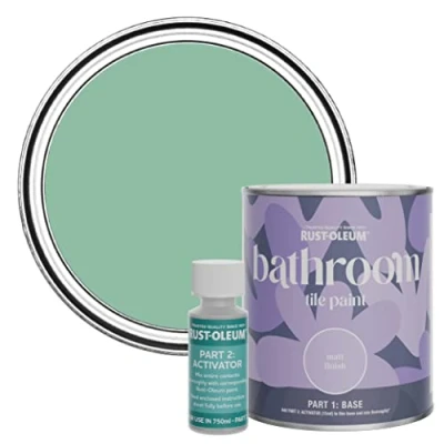 Image of Rust Oleum Green Water Resistant Bathroom Tile Paint in Matt Finish Wanderlust 750ml