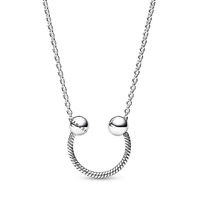 Image of Pandora Snake chain pattern sterling silver horseshoe pendant and necklace, 45