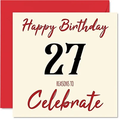 Image of Fun 27th Birthday Cards for Men Woman Reasons To Happy Card Son Daughter Brother Sister Uncle Auntie Niece Nephew Cousin, 145mm x Greeting Cards,