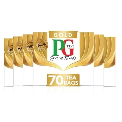 Image of PG Tips Gold Black Tea Bags Bulk Indulgent, Velvety &amp; Rich Perfect Flavour Release 6 Packs 420 Plant Based Biodegradable Teabags
