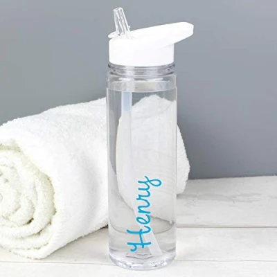 Image of Personalised Blue Name Water Bottle BPA Free 750ml school, work, teachers, gym, cycling, summer