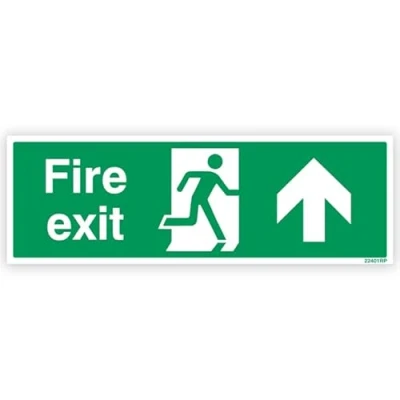 Image of iSigns Exit Signs (Fire Straight On Arrow) Self Adhesive Vinyl Fire Sign, 300x100mm, British HSE Standards Approved