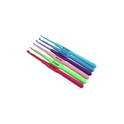 Image of 6 Piece Crochet Aluminium Hook With Plastic Handle Set Sizes B G 2.5mm 5.0mm