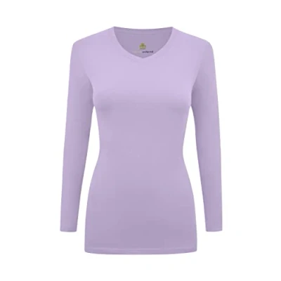 Image of Natural Uniforms Women&#039;s Under Scrub Tee V Neck Long Sleeve T Shirt, Lavender, Large