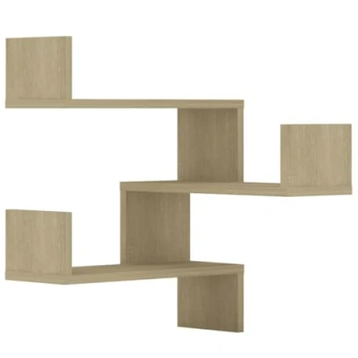 Image of vidaXL 2x Wall Corner Shelves Home Living Room Bedroom Furniture Set Mounted Hanging Display Shelf Rack Unit Chipboard Sonoma Oak