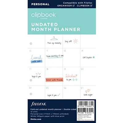 Image of Filofax Personal Clipbook Undated Week to View Refill White
